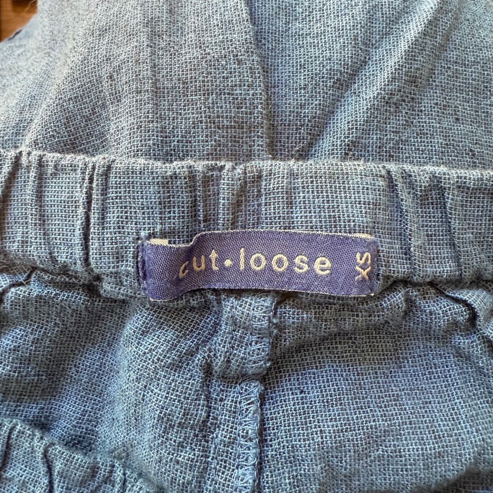 Cut Loose Navy Blue Linen Blend Wide Leg Cropped Pants Extra Small - Picture 7 of 8